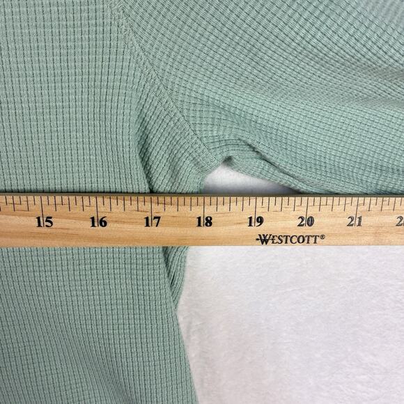 Pact Womens M Pastel Green Organic Cotton Waffle Knit Henley Thermal Top - Picture 7 of 8